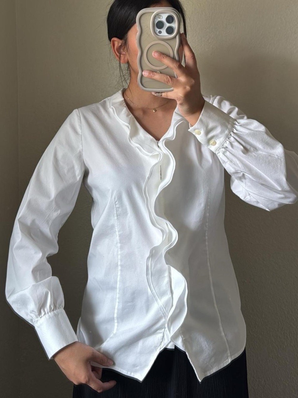 White Ruffle Blouse